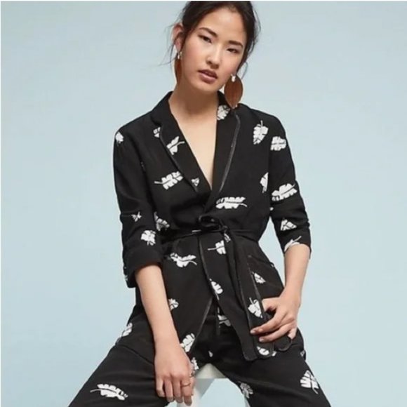 Anthropologie CAPULET Leaf Print Belted Lightweight Blazer, XS NWT - Picture 1 of 9